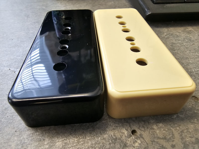 The two different styles of Epiphone Soap Bar P90 Cover
