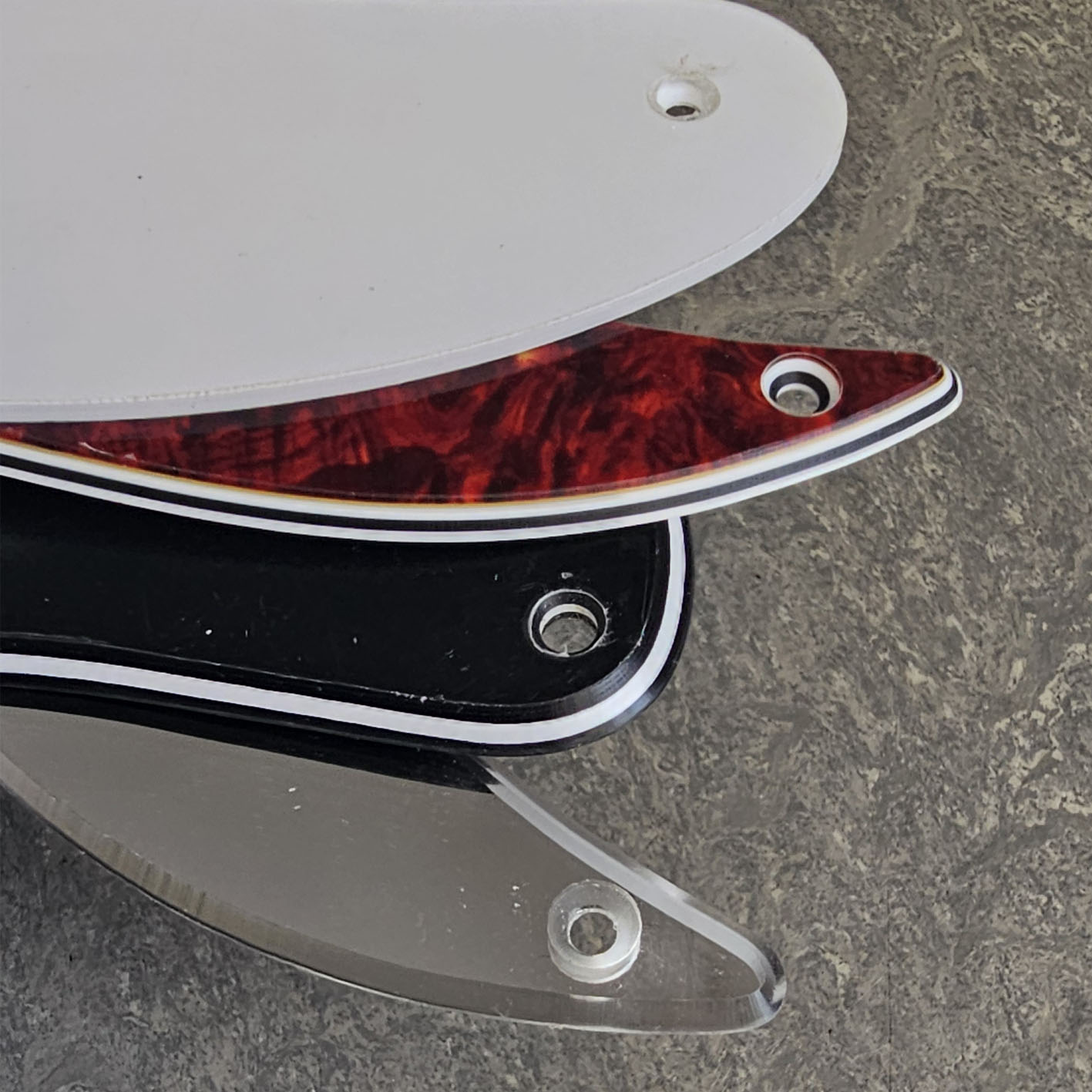 thin, thick and 3 ply pickguards in profile
