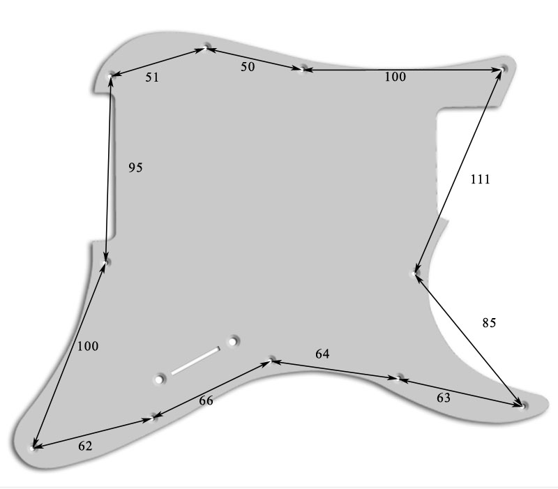 Stratocaster Modern Pickguard Plate Specification Diagram