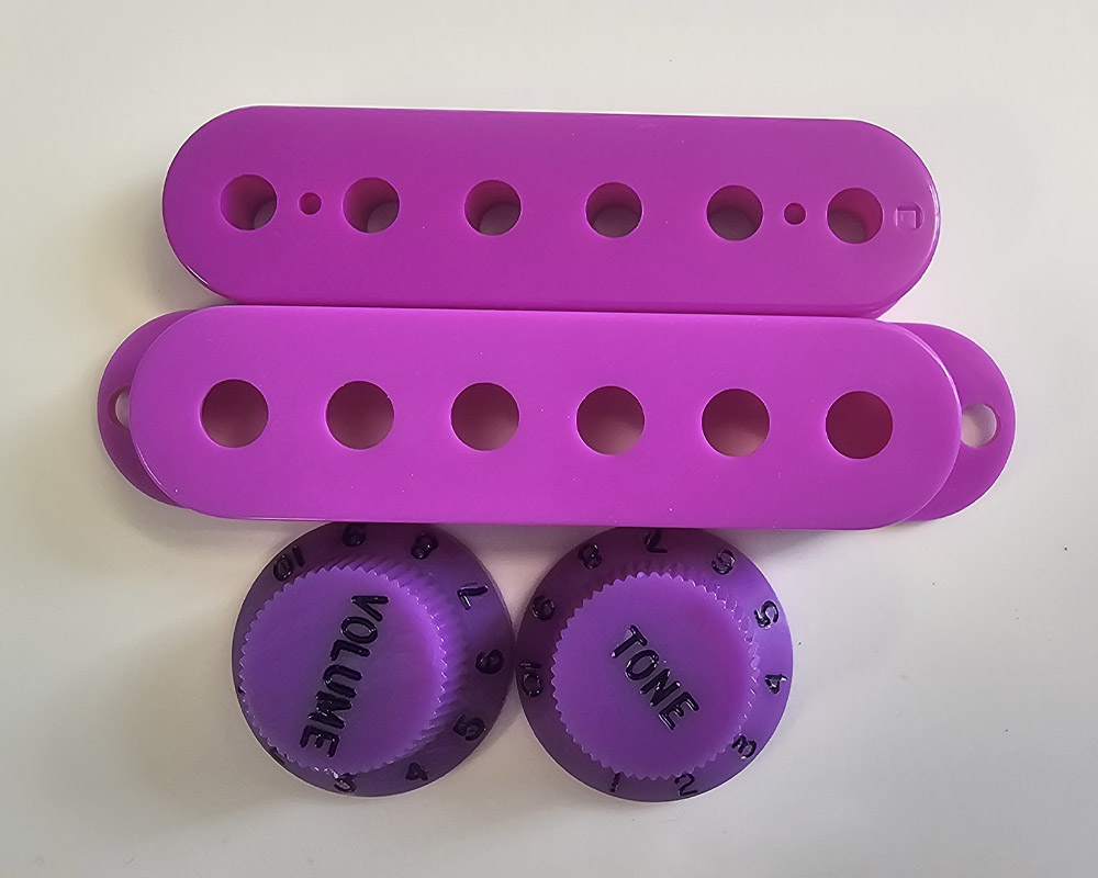 Purple Single Coil, Humbucker Bobbin and Stratocaster Knobs