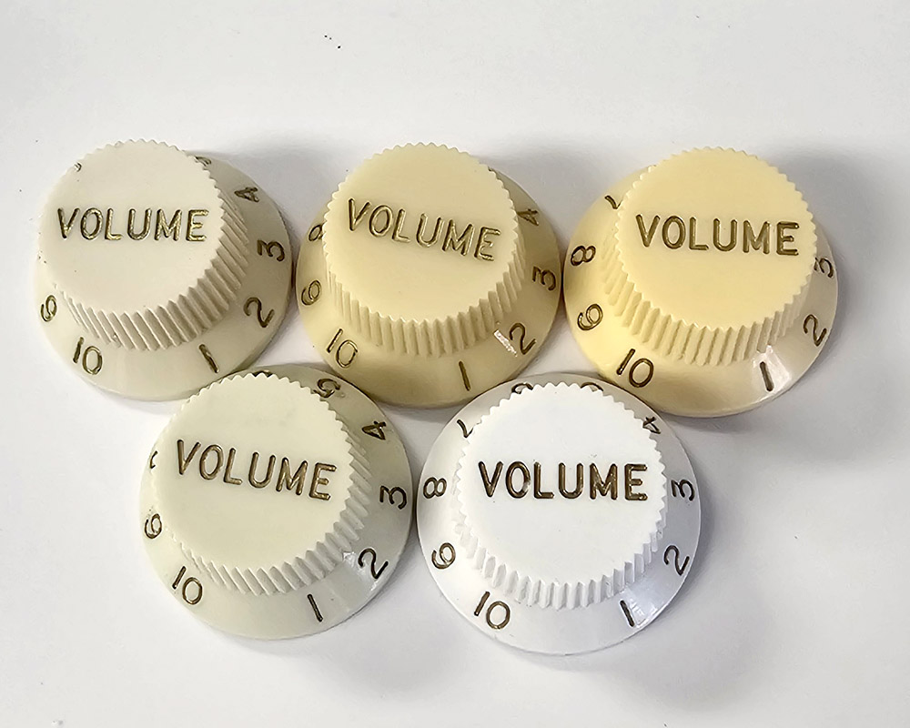 White, Mint, Parchment, Vintage and Ivory UFO knobs for Fender Stratocaster