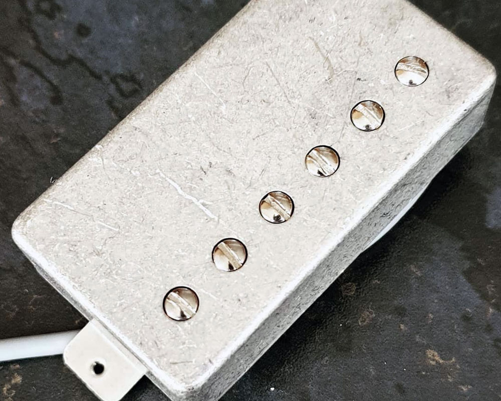 Distressed Silver Humbucker Cover